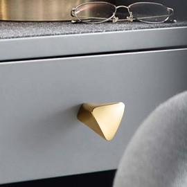 Myxekllo 6 Pieces Gold Triangle Cabinet Knob, Brass Cabinet Dresser Drawer Knobs Hardware Handle Kitchen Cupboard Knobs Small Drawer Knobs