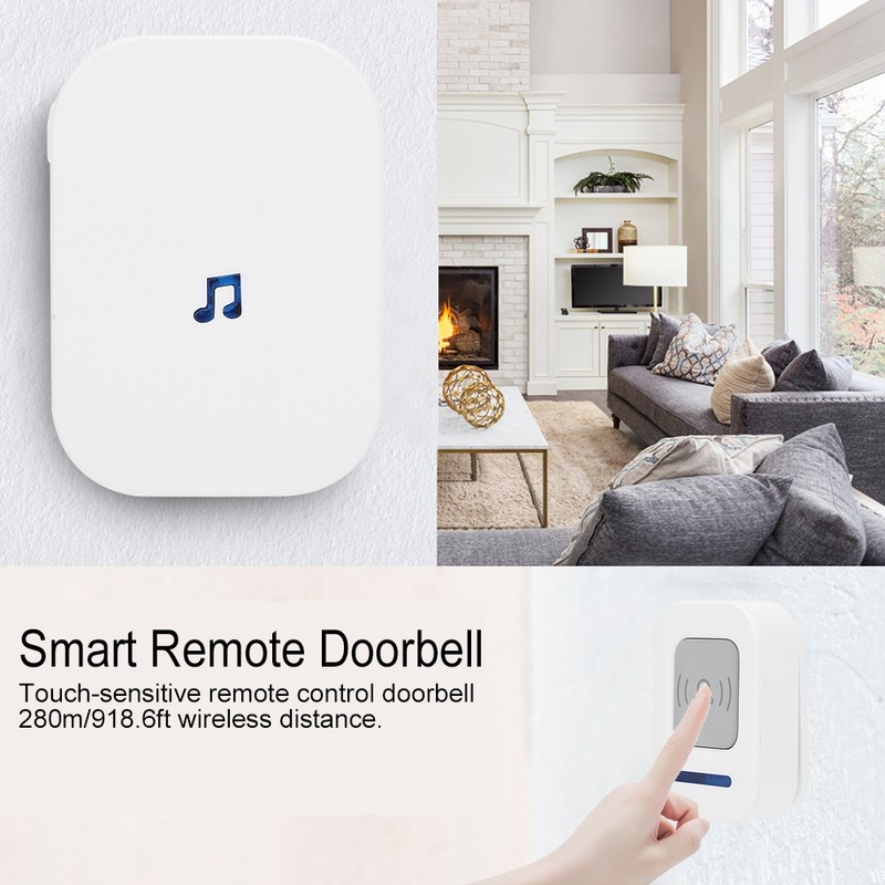Wireless Smart Doorbell Remote 918.6ft Range Waterproof Door Chimes