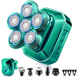 Head Shavers for Bald Men, IPX7 Waterproof Detachable Head Shaver,6D Electric Razor for Men, 6 in 1 Wet/Dry Rechargeable LED Shaving Kit with Type-C Charge