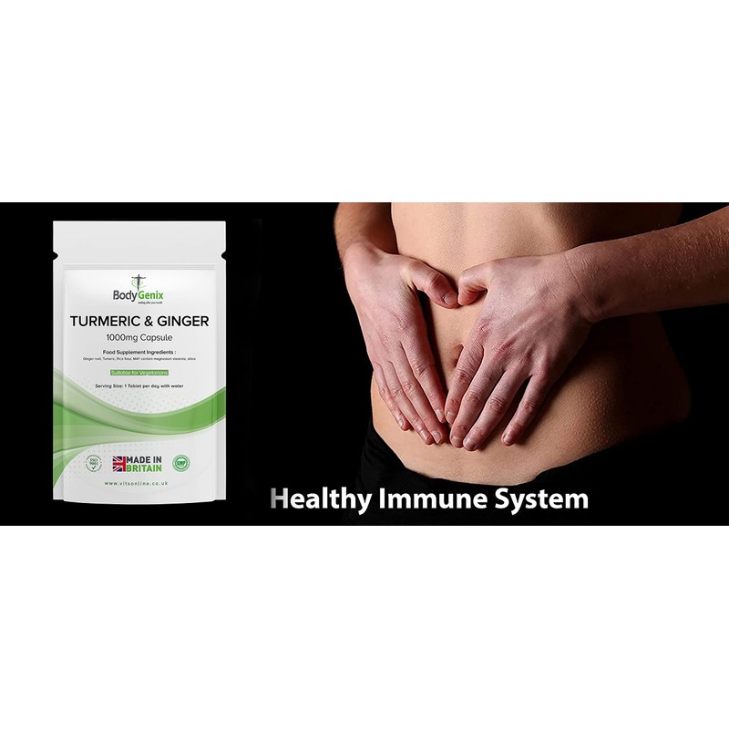 Bodygenix Ginger & Turmeric 1000mg Tablets - Antioxidant Anti-Inflammatory Healthy