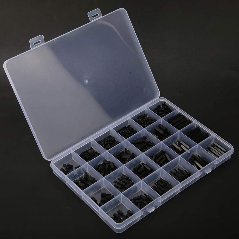 Liukouu 360Pcs M2/M2.5/M3 Black Nylon Male-Female Hex Standoff Spacer Screw
