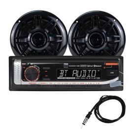 Dual Electronics MXP152B Marine Radio | AM/FM Digital Media Receiver with Built-in Bluetooth | (2) 6.5" Marine Stereo Boat Speakers | Antenna | USB Playback with 2.1A Fast Charging | Black