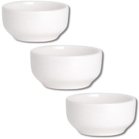 Needzo White Ceramic Dipping Bowls, Small Condiment and Soy Sauce Serving Dishes and Charcuterie Cups, Basic Kitchen Accessories and Essentials, Set of 3, 2.75 Inches Diameter