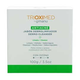 TRIOXIMED Jabón antiacné en barra con ozono 100 gr, puede ser usado para el rostro y cuerpo, mejora el acné y regula el sebo en tu piel dando una...  