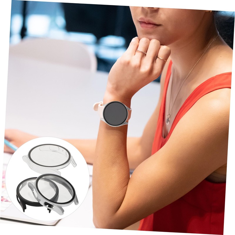 WOONEKY 3pcs Full Coverage Watch Cases Tempered Screen Protectors for