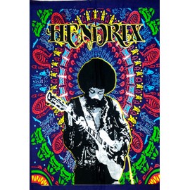 ICC Jimi Hendrix Guitar Poster Wall Hanging Trippy Tapestries 30 x 40 Inches Jimmie Hendrix Rock legend Music Tapestry Jimmy Bohemian Decoration Psychedelic Hippie Large Vintage Decor Blue