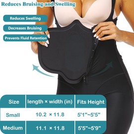 PAZ WEAN Ab Board Post Surgery Liposuction, Post Op Tummy Tuck & Lipo Foam Compression Faja Board for Flattening Stomach after Surgery Supplies BBL 360 Hard Lipo Recovery Abdominal Pads Board Black