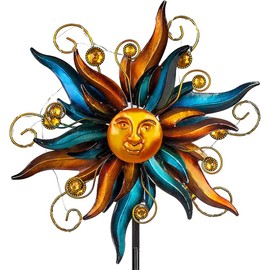 VEWOGARDEN Garden Solar Wind Spinner, Sun Outdoor Metal Wind Sculpture Yard Art Decor for Patio, Lawn & Garden