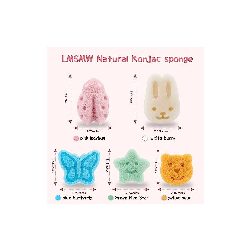 Juego De Esponjas Konjac Para Baño De Bebé LMSMW -