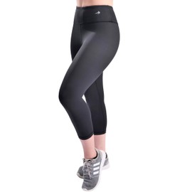 CompressionZ High Waisted Capri Leggings for Women Tummy Control - Workout Yoga Pants Black