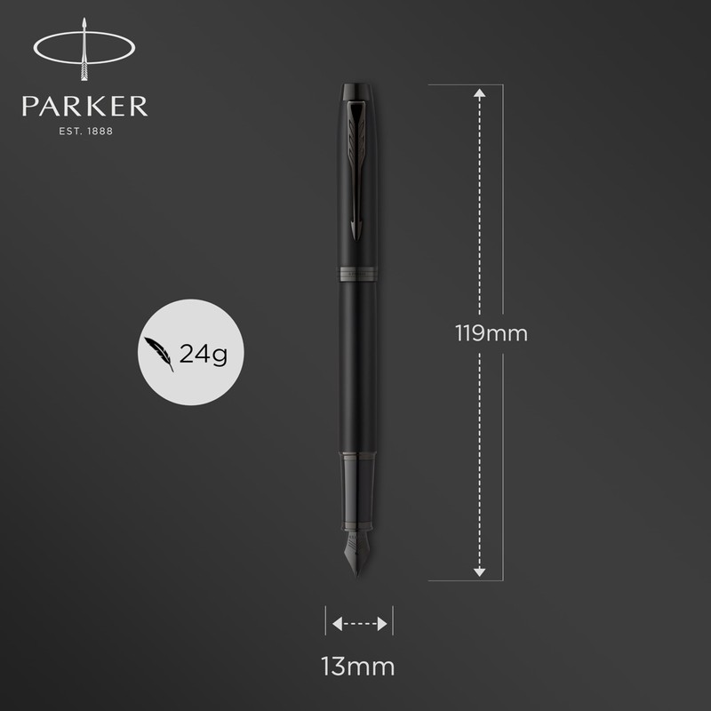 Parker IM Fountain Pen, Matt Black with Black Trim, Fountain
