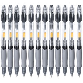 Retractable Fine Gel Pen, Black Gel Pen Fine Point Retractable Gel Ink Rollerball Pens for Smooth Writing (0.5mm) (12PCS)