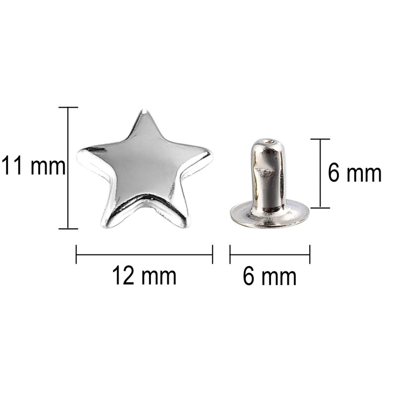 100 Sets 12MM Silver Star Rivets for Leather Star Rivet
