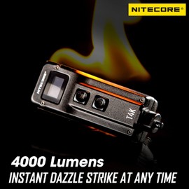 Nitecore T4K 4000 Lumen LED USB-C Rechargeable EDC Keychain Flashlight Tag
