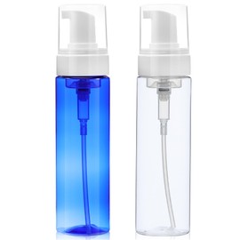HEALLILY Travel Foam Pump Bottle, 7oz Plastic Empty Foam Spray Bottle, 2Pcs Foam Dispenser Pump, Clear Portable Foam Soap Dispenser for Hand Soap Lash Cleanser Toiletries