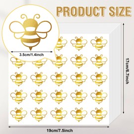 Whaline 500Pcs Foil Cute Bee Stickers Gold Gold Summer Bee Envelope Seal Stickers Bumble Honey Bee Self-Adhesive Label Decals for Greeting Invitation Cards Birthday Baby Shower Party Decor