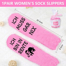 Bzzerumy Cuddly Socks Gift Set for Women, Funny Pensioner Socks, Retirement Gift, Gift Idea for Retirement, Soft Socks for Pension and Retirement, pink