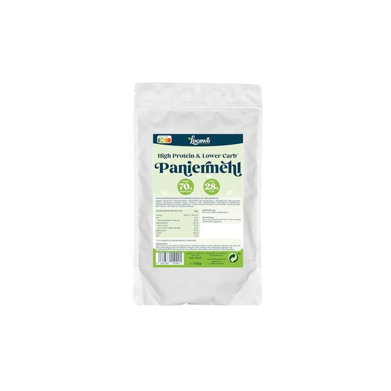 Locawo High Protein & Low Carb Breadcrumbs, Full Wheat Flavour,