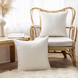 Home Brilliant White Outdoor Cushion Cover 45 x 45 for Scatter Cushions, Linen Decoration Throw Pillow Cover 18x18 Waterproof Cushions, 45cm x 45cm, Set of 4, White