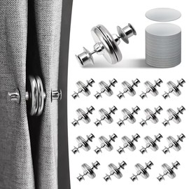 Magnets for Curtains, Tumwisk 20Pairs Magnetic Curtain Clips with 20Pairs Self-Adhesive Patch, Curtain Magnets Closure Prevent Light Leaking, Magnets to Keep Curtains Closed