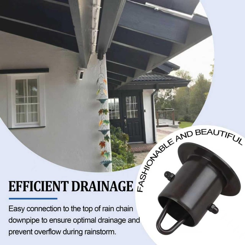 HOLEPU Rain Chain Gutter Adapter, Replacement Downspout for Gutters Black