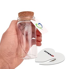 ELYSAID 2pcs Empty Clear Glass Bottles Vials With Cork Stopper Storage Jars 47mm Bottle Diameter (47x90x33mm 100ml)