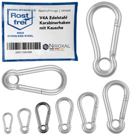 Carabiner Hook Small 6 mm Strong Stainless Steel Hook Key Ring with Eye Thimble 6 x 60 mm Key Ring Hammock Swing
