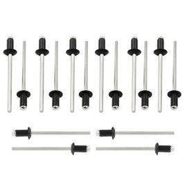 BokWin 100 Pcs Aluminum Blind Rivets 1/8 Inch x 1/4 Inch Black Pop Rivets 3.2x6mm Pop Rivets Assortment for Kayak Marine Boat