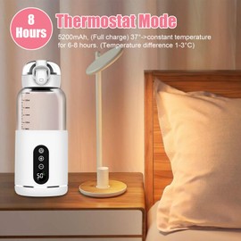 Flaschenwärmer Baby Unterwegs,Tragbarer Baby Flaschenwärmer,5200mAh kann, 30W,300ml,37 bis 55 Grad einstellbar, Schnelle Erwärmung & Warmhaltefunktion,Mobil, Kabellos, USB-Aufladbar (Elfenbeinweiß)