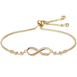 Jude Jewelers Stainless Steel Infinity Charm Wedding Party Holiday Strand Bracelet (Gold)