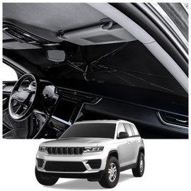 RASPILLERE Umbrella Sunshade for Jeep Grand Cherokee Accessories, Foldable Windshield Cover Sun Shade Umbrella Sun Visor with UV Block Windshield Heat Insulation (for Jeep Grand Cherokee 2022-2025)