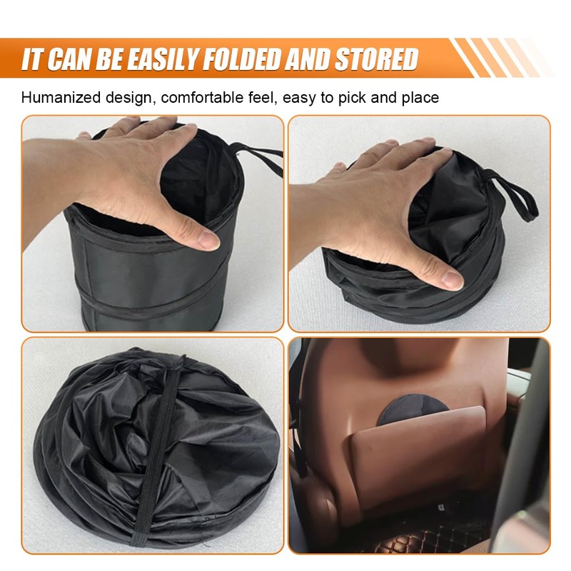 DUSCOKE Car Trash Can, Portable Collapsible Hanging Garbage Bin with