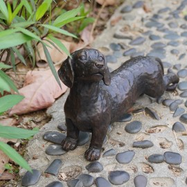 LC LCdecohome Dog Statues Outdoor Dachshund Décor - Wiener Dog Garden Statue Made of Resin Material Sausage Statue Dark Brown 12.75 * 4 * 8.5 inch for Patio Lawn Yard Porch Garden Gift Figurine