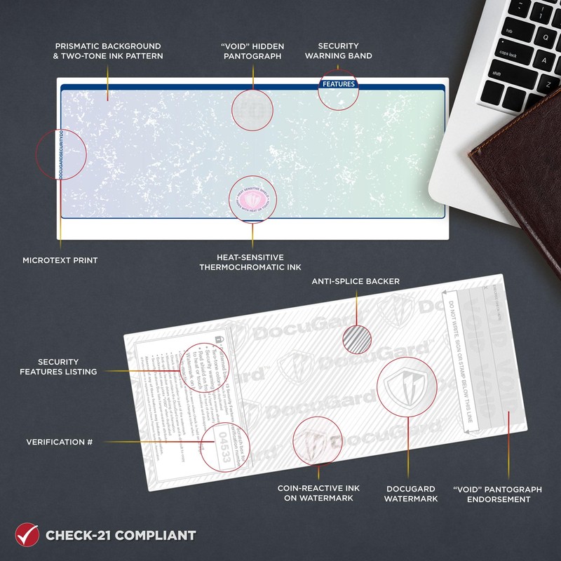 DocuGard Blue/Green Premier Prismatic Top High Security Check Paper -