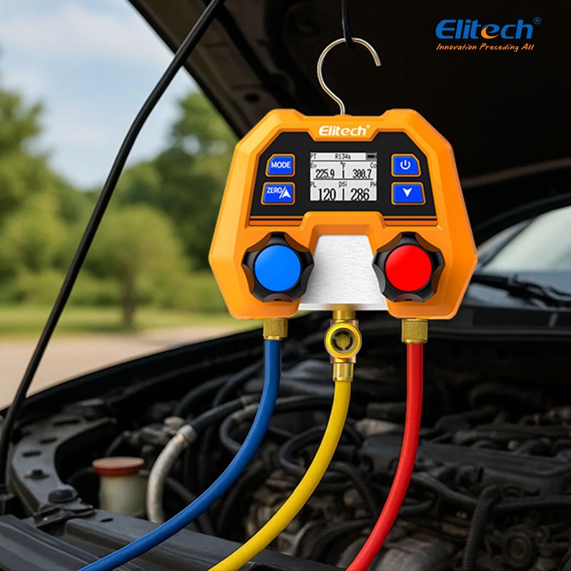 Elitech Digital Manifold Gauge for HVAC, Refrigeration & AC Systems