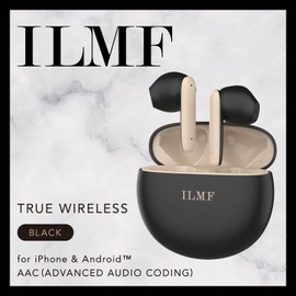 Elecom LBT-TWS17EBK-IL Wireless Earphones, Semi-Open, Thin, Compact, Lightweight, Low Latency, Automatic Pairing, Equipped with Touch Sensor, Ergonomic Design to Match the Shape of the Ear, Cute,