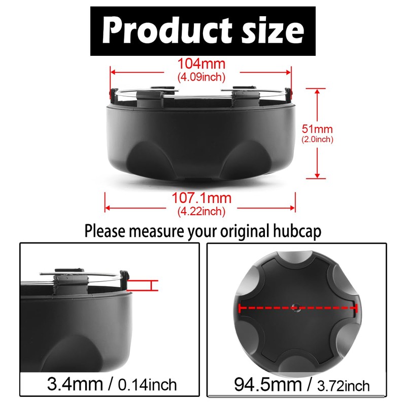 Rheedal 4Pcs 107.1mm/4.22Inch Center Caps for OEM Can-Am Wheel Rim