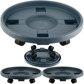 3 Pakcs Large Plant Caddy with Wheels 15.8" Rolling Plant Stands Heavy-duty Plastic Plant Roller Base Pot Movers Plant Saucer on Wheels Indoor Outdoor Plant Dolly with Caster Tray Coaster Black