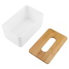 Napkin Case, Removable Bamboo/Wood Cover Plastic Tissue Box Holder Storage