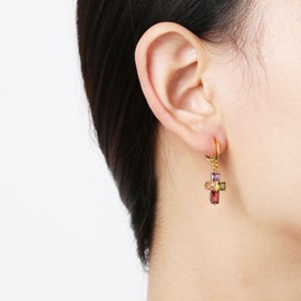 HZMAN Cross Earrings for Women 14K Gold Plated Hypoallergenic Dangle Hoop Earrings Dainty Crystal Cubic Zirconia Earrings