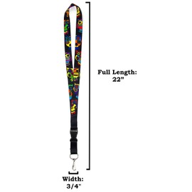 Owl Print Lanyard Keychain and ID Holder with Detachable, Breakaway Buckle for Keys or Badge | Durable Black Polyester