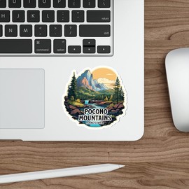 Pocono Mountains Pennsylvania Sticker Travel Weatherproof Souvenir Decal Vinyl Small Waterproof for Water Bottle Mug Passport Notebook Laptop Computer Phone Car Stickers Size 4" ID44990