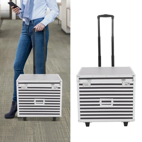 GDRASUYA10 Striped style Rolling File Storage Case, Lockable File Box