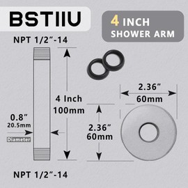 4 Inch Shower Arm with Flange, Ceiling Mounted Shower Head Extension Arm, 1/2 NPT Straight Arm for Rain Shower Head, Stainless Steel Shower Head Extension Replacement Pipe Arm, Brushed Nickel