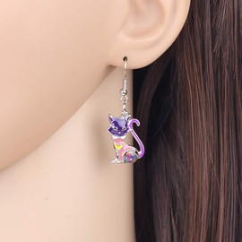 DUOWEI Enamel Cute Bow Knot Kitten Cat Earrings Charm Cat Jewellery for Women Girls Teens Birthday Holiday Gifts, Acrylic, No Gemstone