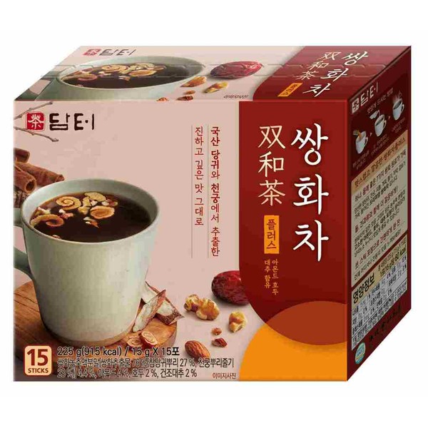 Damtuh Ssanghwa Tea Plus (Black Herbal Tea) 15 Sticks  - Damtuh Ssanghwa Tea Plus (Blac