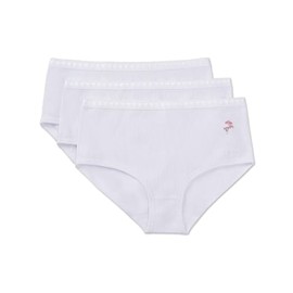 MeMoi Girls' 3 Pair Pack Ribbed Floral Bouquet Briefs White-White-White 4