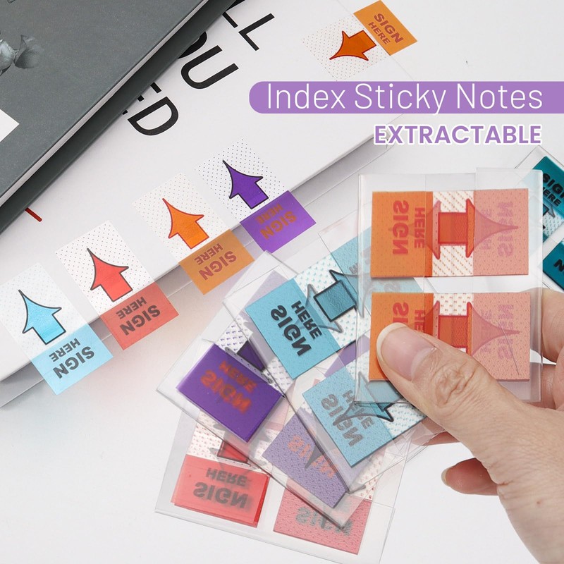 500pcs Sign Here Post It Flags, 10 Sets Post It