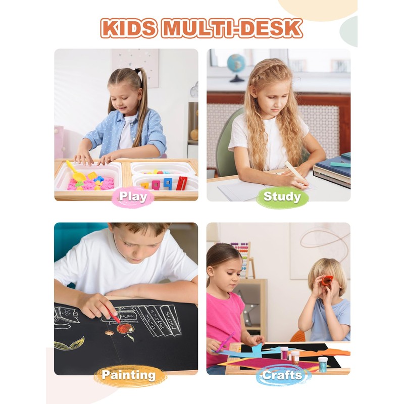 ZYLOHA Toddler Sensory Table and Chair Set, Kids Sensory Bin