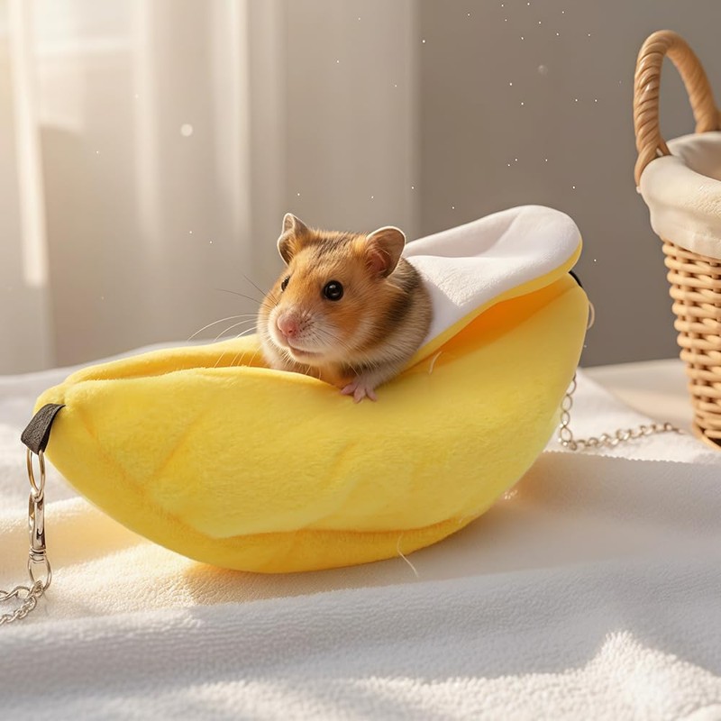 DQITJ 2 Pack Sugar Glider Bed House Hamster Banana Warm